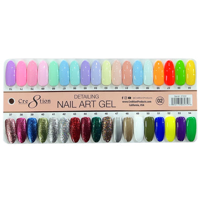 Cre8tion Detailing Nail Art Gel Color Chart 36 colors 02
