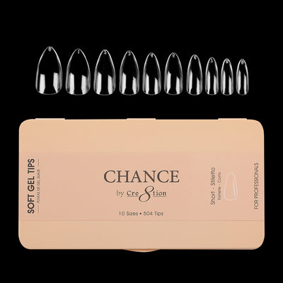 Chance Soft Tips- SHORT STILETTO - 10 sizes, 504 pcs.