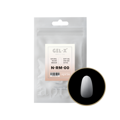 Apres Gel-X Ombre Natural Round Medium Refill Bag (30pcs) 10 bags/pack