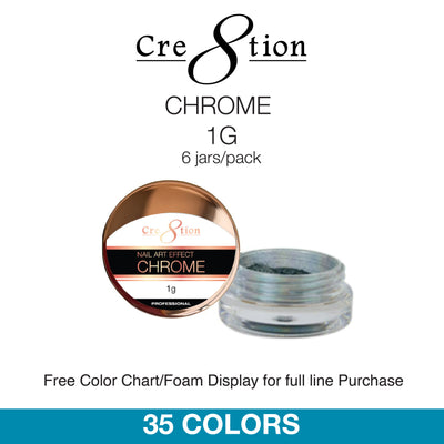 Cre8tion Nail Art - Chrome Effect 1g 35 Colors (#1, #2, #04 - #36) 6 jars/pack