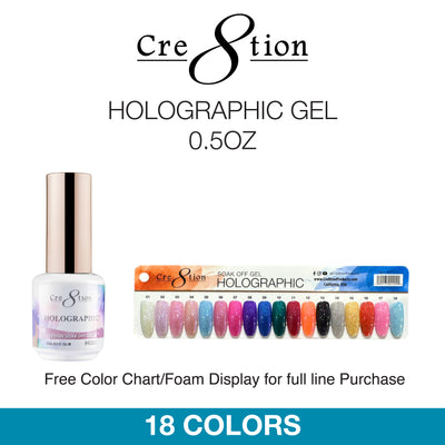 Cre8tion Gel - Holographic Gel 0.5oz 18 Colors 12 pcs./box, 216 pcs./case