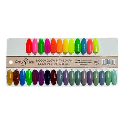 Cre8tion Mood & Glow in the Dark Detailing Nail Art Gel Color Chart 36 colors 03
