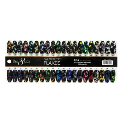 Cre8tion Foam Board Display Flakes Nail Art Color Chart 40 colors