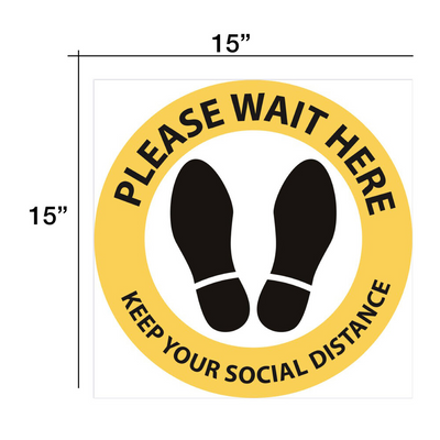 Cre8tion Social Distance Floor Sticker 15" x 15" Yellow - Round