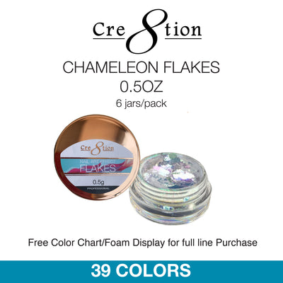 Cre8tion Nail Art - Chameleon Flakes Effect 0.5g 36 Colors 6 jars/pack