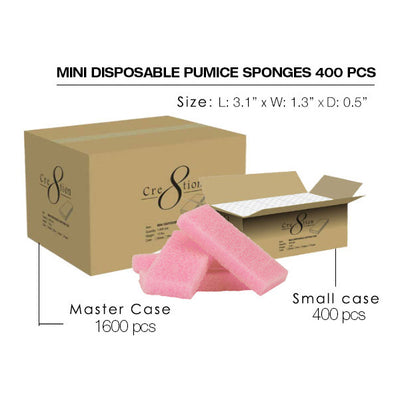 Cre8tion Foot Files - Disposable Mini Pumice Sponge 400 pcs. Pink 4 boxes/case