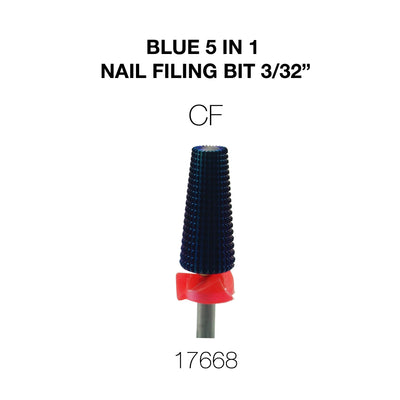 Cre8tion Blue 5 in 1 Nail Filing Bit - CF 3/32"