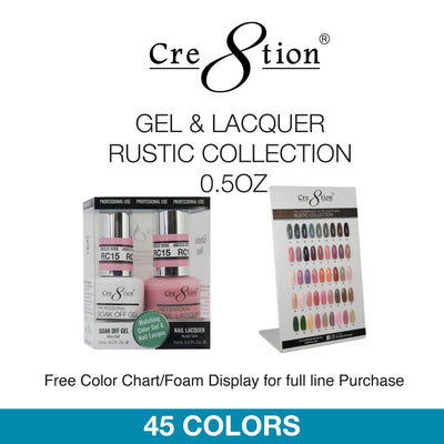 Cre8tion Soak Off Gel - Gel & Lacquer Rustic Colletion 0.5oz 45 Colors