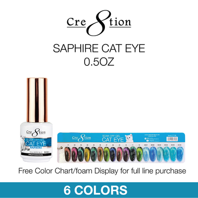 Cre8tion Gel - Saphire Cat Eye 0.5 oz 6 Colors 12 pcs./box, 216 pcs./case