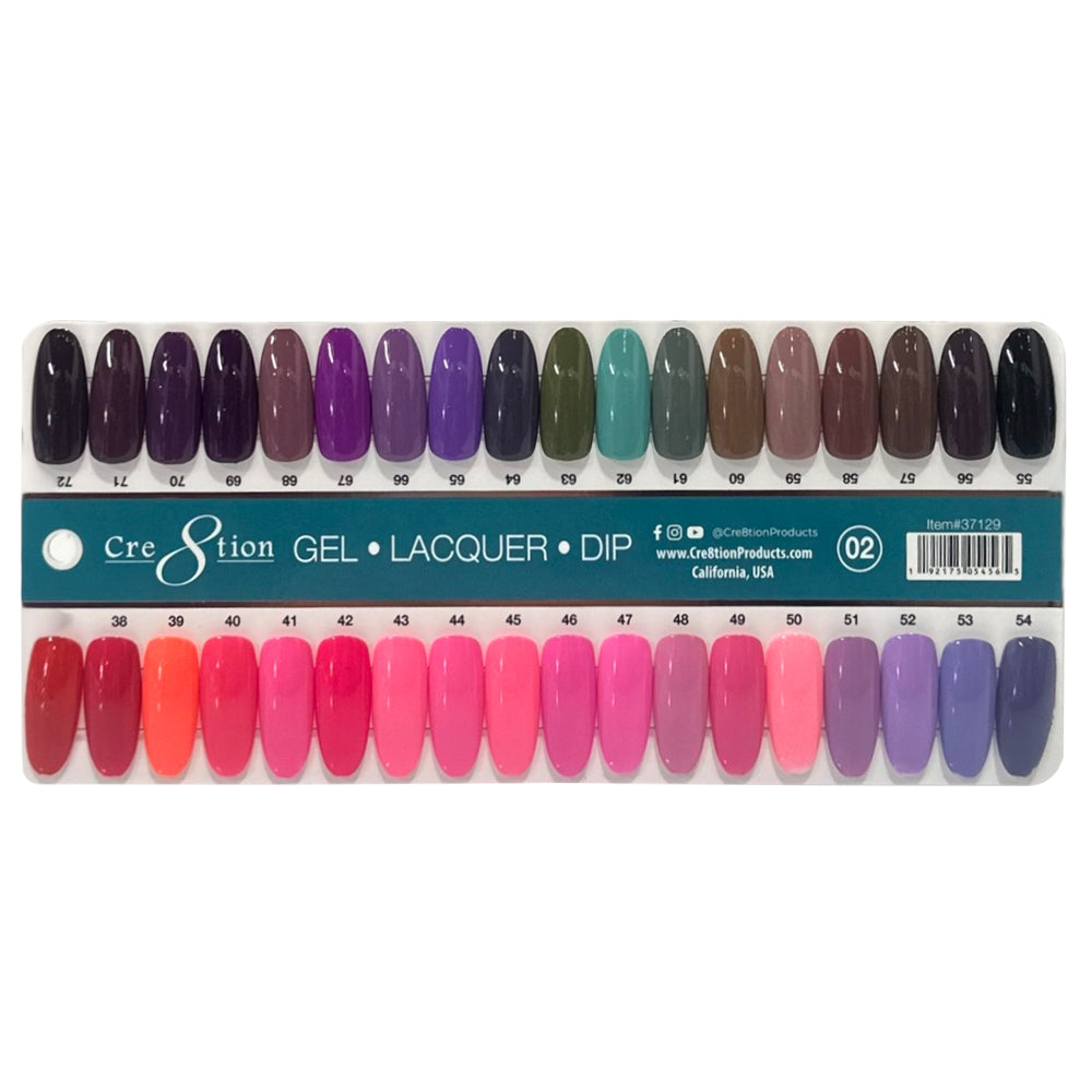 Cre8tion Counter Display Color Chart - Overlay/Builder Gel (45 Colors)