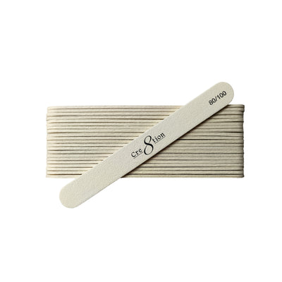 Cre8tion Disposable Mini Nail File Wood Center White 100 pks/case