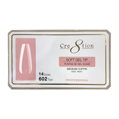 Cre8tion Soft Tips- COFFIN MEDIUM - 14 sizes, 602 pcs.