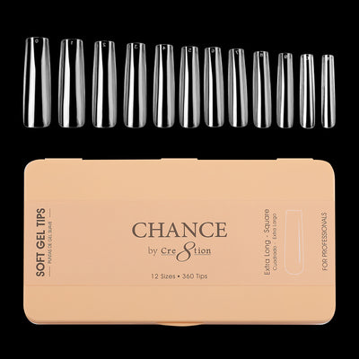 Chance Soft Tips- EXTRA LONG SQUARE - 12 sizes, 360 pcs.