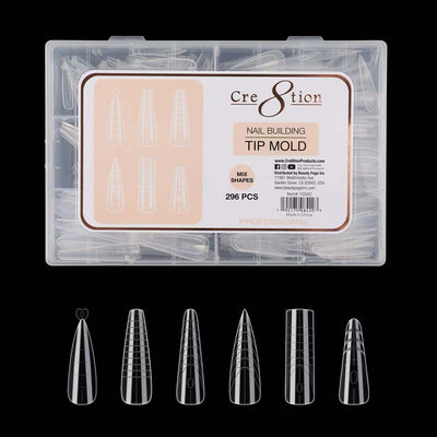 Cre8tion Nail Building Tip Mold Mix Shape 288pcs./box, 100 boxes./case