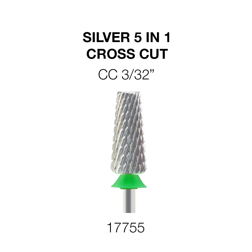 Cre8tion Silver 5 in 1 Nail Filing Bit - CC 3/32' - Cross Cut Cre8tion Silver 5 in 1 Nail Filing Bit - CC 3/32' - Cross Cut