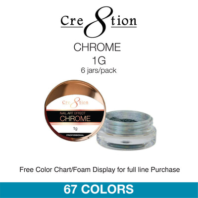 Cre8tion Nail Art - Chrome Effect 1g 67 Colors 6 jars/pack