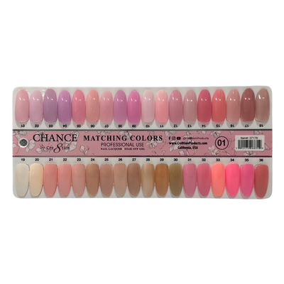 Chance Gel Color Chart Board 36 tips #1 Nude/ Soft Shades