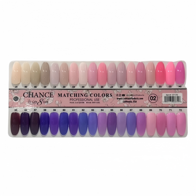 Chance Gel Color Chart Board 36 tips #2 Pink & Purple Shades