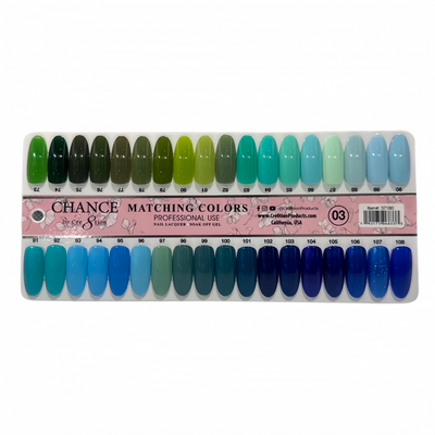 Chance Gel Color Chart Board 36 tips #3 Green & Blue Shades
