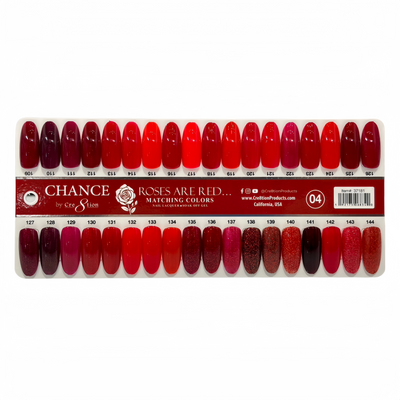 Chance Gel Color Chart Board 36 tips #4 "Roses Are Red"