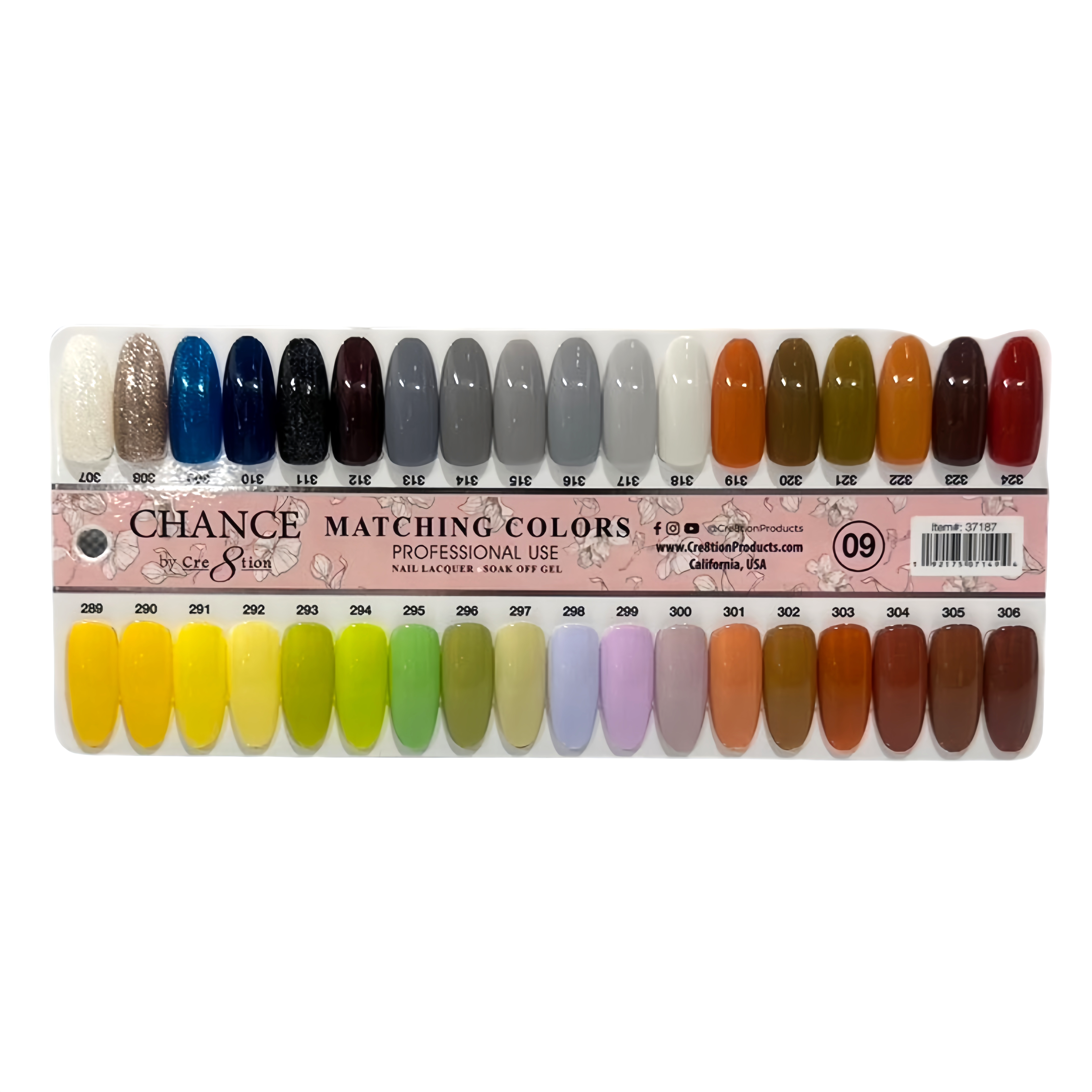Chance Gel Color Chart Board 36 tips #9 