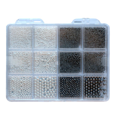 Nail Art Accessory Assorted Black Pearl & Silver Beads 06