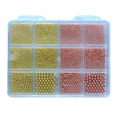 Nail Art Accessory Assorted Rose Gold & Gold Beads 05