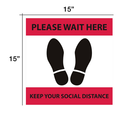 Cre8tion Social Distance Floor Sticker 15" x 15" Red - Square