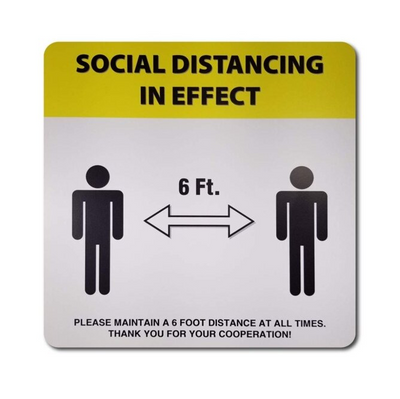 Cre8tion Social Distance Wall/Glass Door Sticker 12" x 12" Yellow - Square