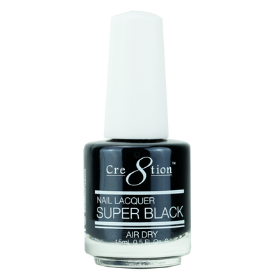 Cre8tion Nail Lacquer - Super Black Air Dry 0.5oz 288 pcs./case