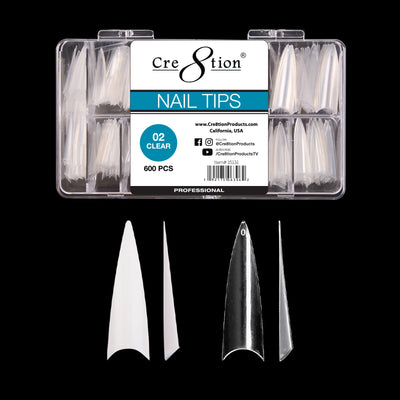 Cre8tion Special Shape - Clear Long Stiletto 02 600 pcs./box, 100 boxes/case