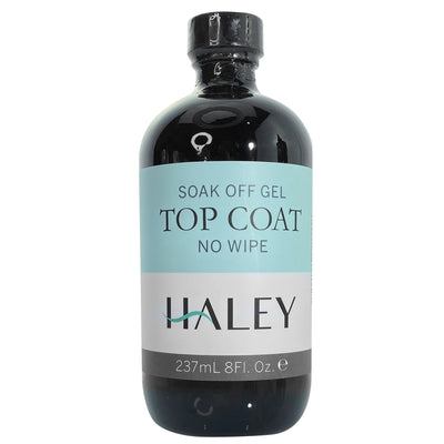 Haley Soak Off Gel No Wipe top coat 8oz Glass Bottle Refill