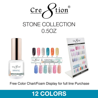 Cre8tion Gel - Stone Collection 0.5oz 12 Colors 12 pcs./box, 216 pcs./case