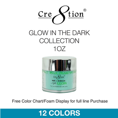 Cre8tion Dip Powder - Glow In The Dark Collection 1oz 12 Colors 6 pcs./box, 60 pcs./cas