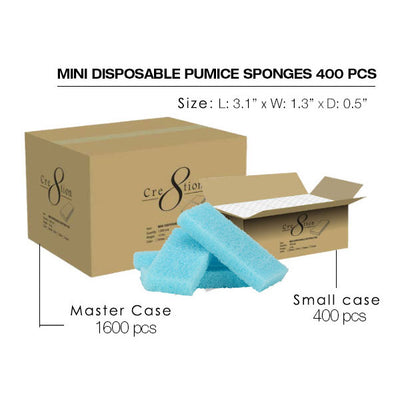 Cre8tion Foot Files - Disposable Mini Pumice Sponge 400 pcs. Blue 4 boxes/case