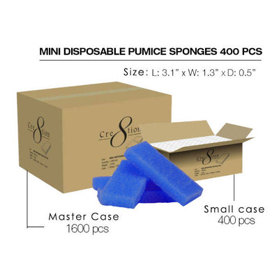 Cre8tion Foot Files - Disposable Mini Pumice Sponge 400 pcs. Blue 4 boxes/case