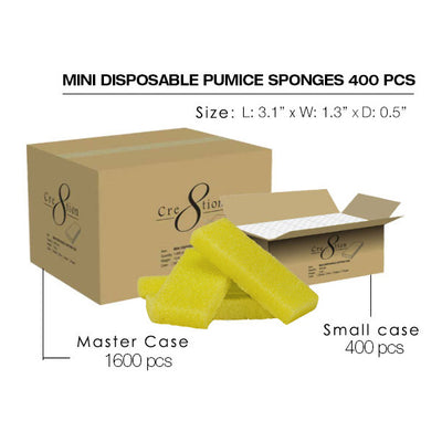 Cre8tion Foot Files - Disposable Mini Pumice Sponge 400 pcs. Yellow  4 boxes/case