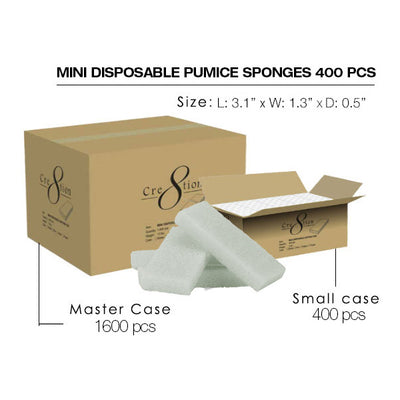 Cre8tion Foot Files - Disposable Mini Pumice Sponge 400 pcs. White  4 boxes/case
