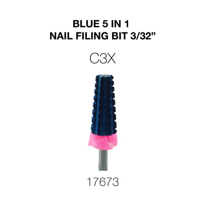 Cre8tion Blue 5 in 1 Nail Filing Bit - C3X 3/32"