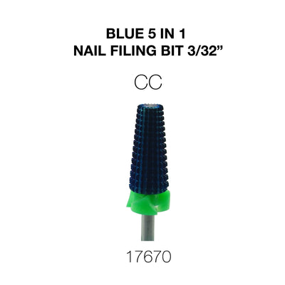 Cre8tion Blue 5 in 1 Nail Filing Bit - CC 3/32"