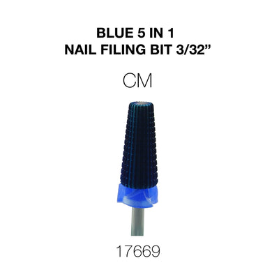 Cre8tion Blue 5 in 1 Nail Filing Bit - CM 3/32"