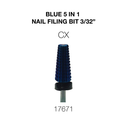 Cre8tion Blue 5 in 1 Nail Filing Bit - CX 3/32"