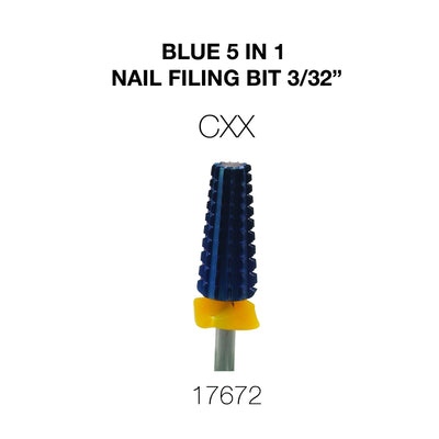 Cre8tion Blue 5 in 1 Nail Filing Bit - CXX 3/32"