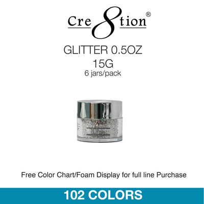 Cre8tion Nail Art - Glitter 0.5oz 15g 102 Colors 6 jars/pack
